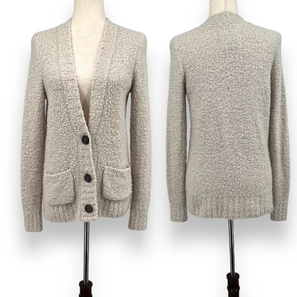 Abercrombie & Fitch Sweaters - Abercrombie & Fitch Wool Blend Knit Patch Pocket Ivory Button Front Cardigan S
